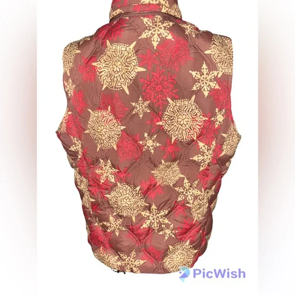 Eddie Bauer Festive Snowflake Puffer Vest - Picture 5 of 6